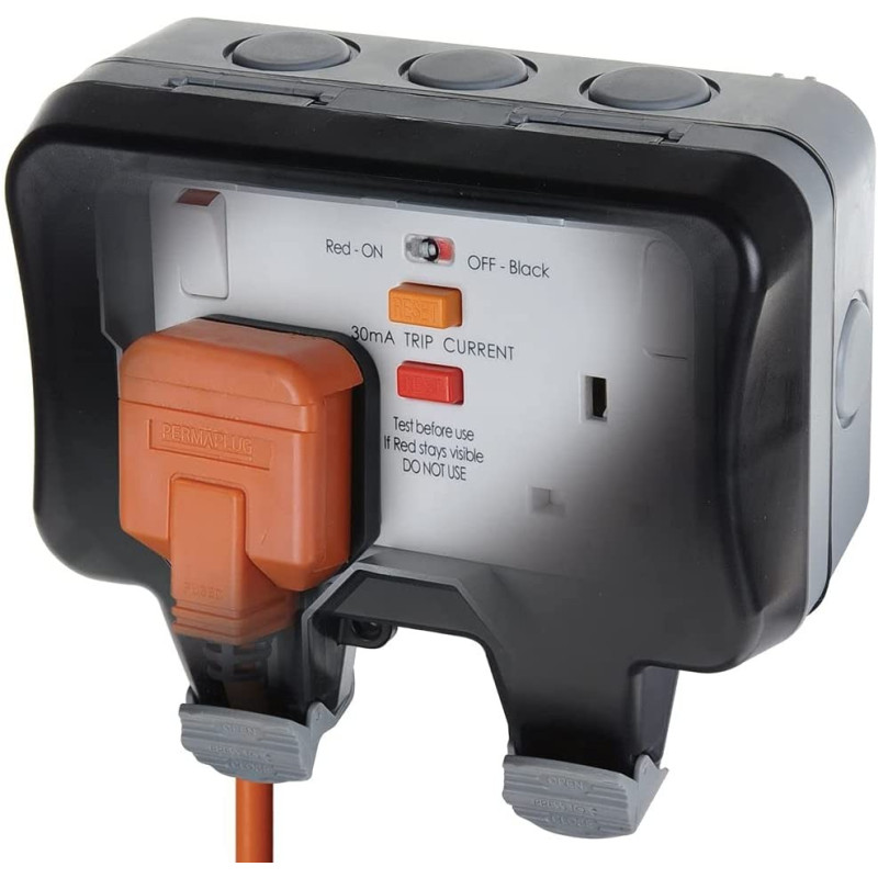 Outdoor Garden Lighting UK  DIY Accessories - BG 2Gang IP65 WP22 RCD switch socket 1