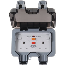 Outdoor Garden Lighting UK  DIY Accessories - BG 2Gang IP65 WP22 RCD switch socket