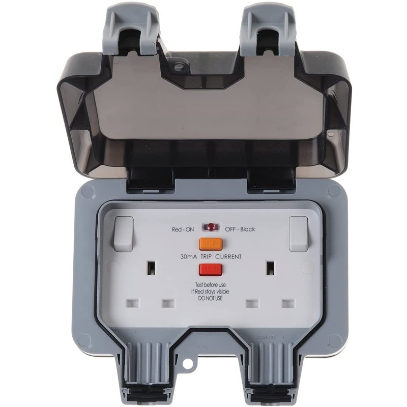Outdoor Garden Lighting UK  DIY Accessories - BG 2Gang IP65 WP22 RCD switch socket