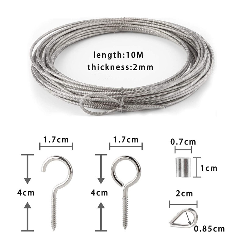 Garden Lighting UK Outdoor Lights Low Voltage Festoon 10m Wire Support Kit 2