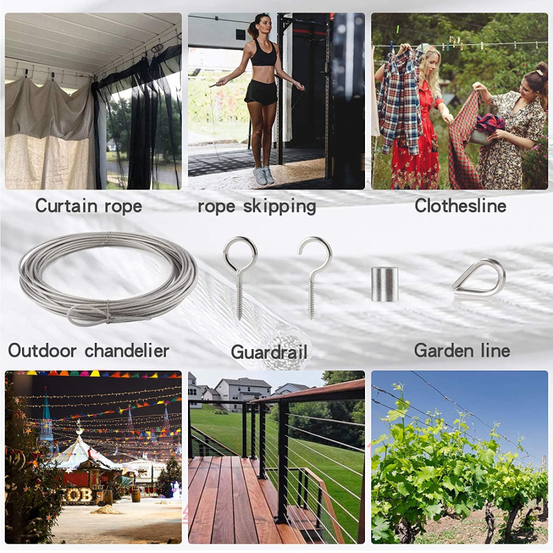 Garden Lighting UK Outdoor Lights Low Voltage Festoon 10m Wire Support Kit 6