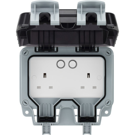 Outdoor Garden Lighting UK  DIY Accessories - BG 2Gang IP65 WP22 WIFI Smart switch socket