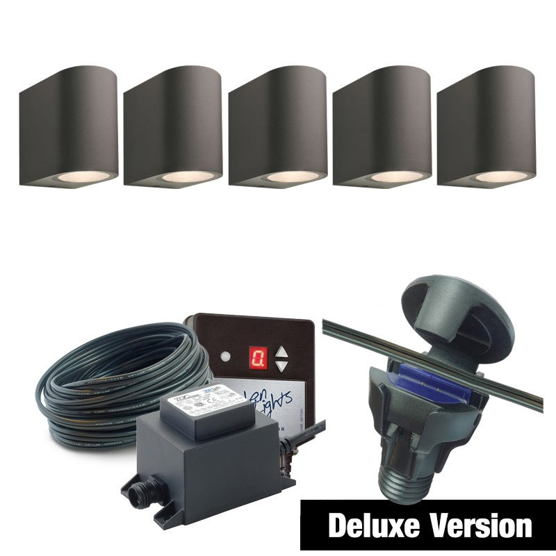 Techmar Garden Lighting UK Outdoor Lights Low Voltage DIY 5 Light Gilvus Deluxe Bundle + timer