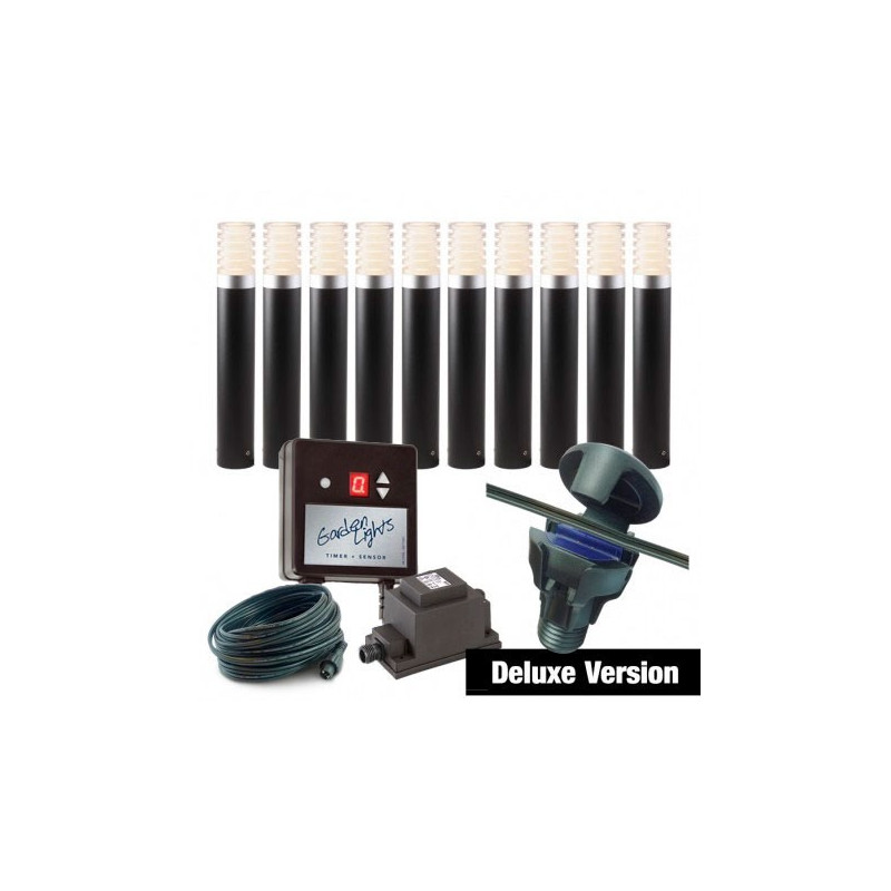 Techmar Garden Lighting UK Outdoor Lights Low Voltage DIY 10 Light Arco 40 Deluxe Bundle + timer