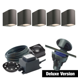 Techmar Garden Lighting UK Outdoor Lights Low Voltage DIY 5 Light Gilvus Deluxe Bundle + remote