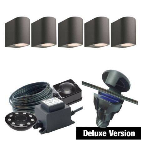 Techmar Garden Lighting UK Outdoor Lights Low Voltage DIY 5 Light Gilvus Deluxe Bundle + remote