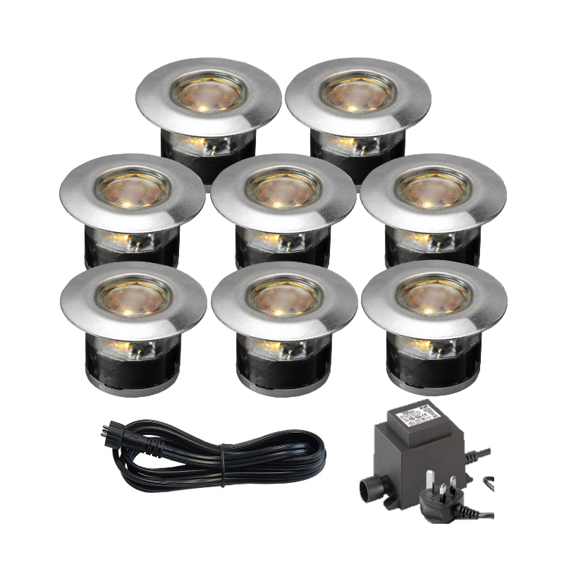 Techmar Garden Lighting UK Outdoor Lights Low Voltage Acis 12V Plug & Play Garden Deck Light Bundle - 8 Light Kit