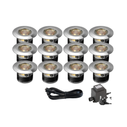 Techmar Garden Lighting UK Outdoor Lights Low Voltage Acis 12V Plug & Play Garden Deck Light Bundle - 12 Light Kit