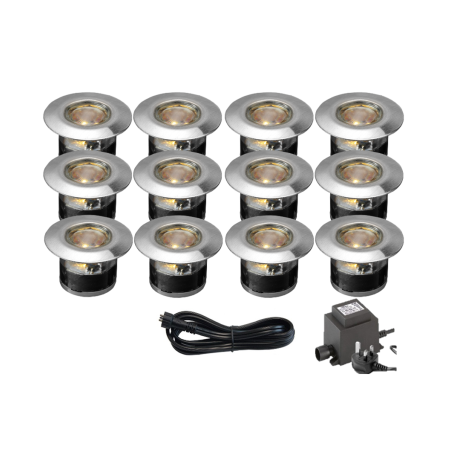 Techmar Garden Lighting UK Outdoor Lights Low Voltage Acis 12V Plug & Play Garden Deck Light Bundle - 12 Light Kit