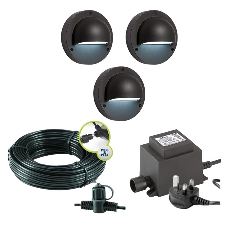 Techmar Garden Lighting UK Outdoor Lights Low Voltage Deimos Garden Outdoor Wall Light Bundle - 3 Light Kit. 2