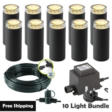 Techmar Linum 12V Plug & Play Garden Lights Bundle - 10 Light Kit