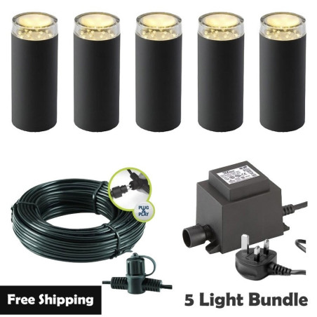 Techmar Linum 12V Plug & Play Garden Lights Bundle - 5 Light Kit
