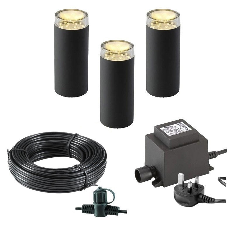 Techmar Linum 12V Plug & Play Garden Lights Bundle - 3 Light Kit 1