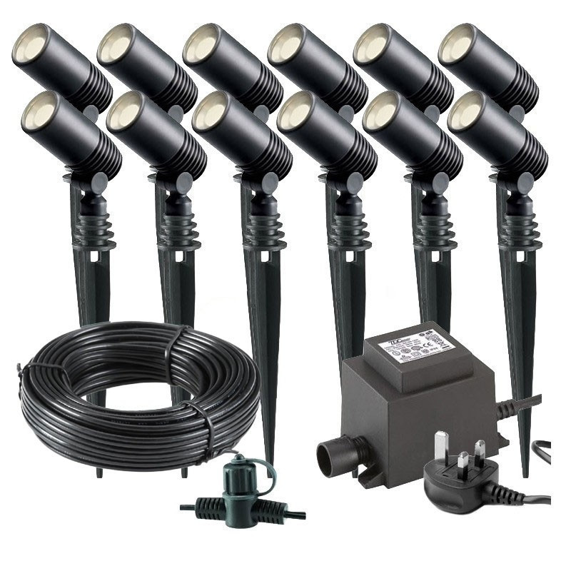 Techmar Alder 12V Plug & Play LED Garden Lights Bundle - 12 Light Kit 1