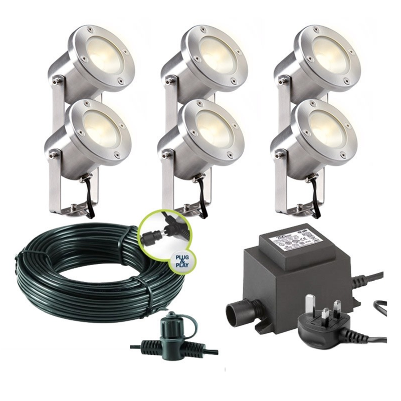 Techmar Garden Lighting UK Outdoor Lights Low Voltage Catalpa Garden Spotlights Bundle - 6 Light Kit. 3