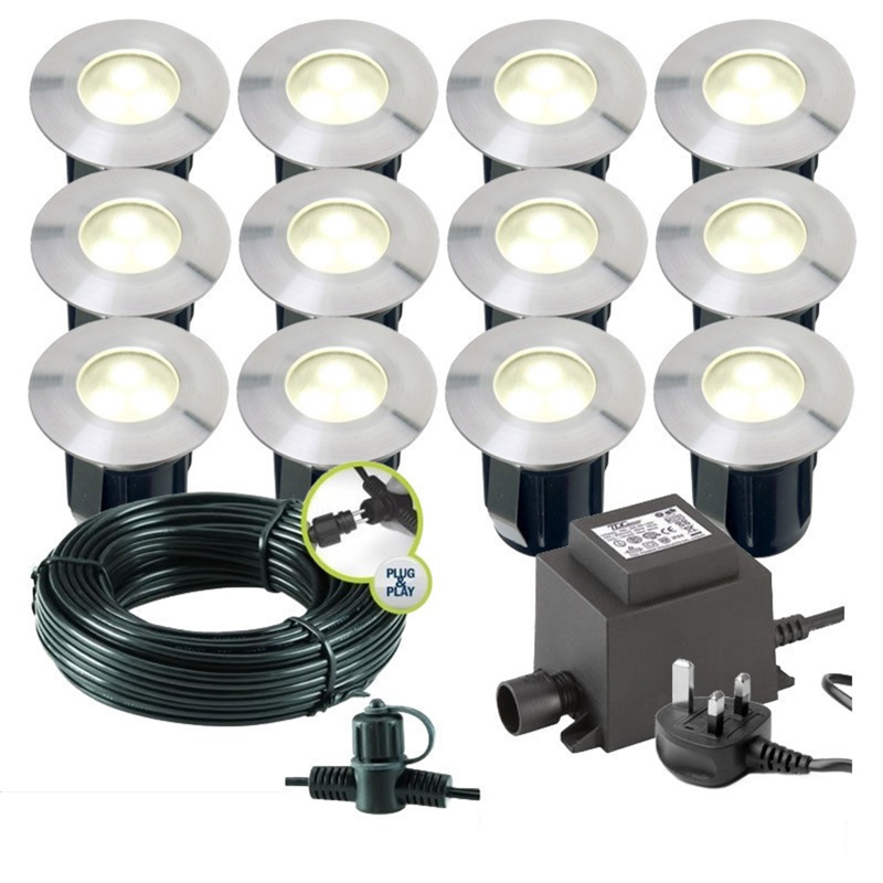 Techmar Garden Lighting UK Outdoor Lights Low Voltage Alpha 12V Plug & Play Garden Deck Light Bundle - 12 Light Kit. 4