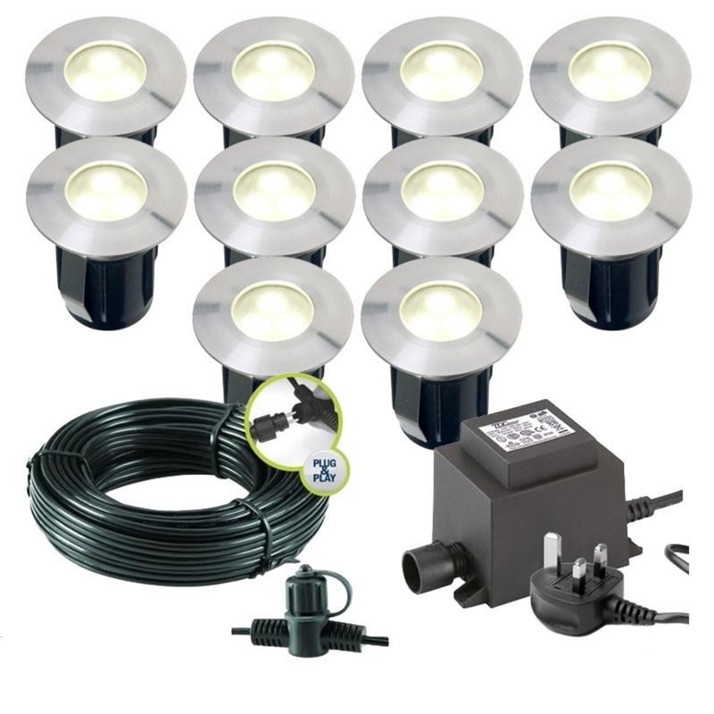 Techmar Garden Lighting UK Outdoor Lights Low Voltage Alpha 12V Plug & Play Garden Deck Light Bundle - 10 Light Kit. 5
