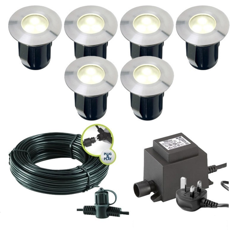 Techmar Garden Lighting UK Outdoor Lights Low Voltage Alpha 12V Plug & Play Garden Deck Light Bundle - 6 Light Kit. 5