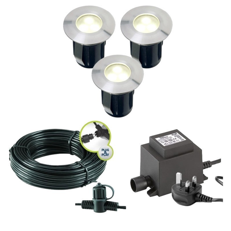 Techmar Garden Lighting UK Outdoor Lights Low Voltage Alpha 12V Plug & Play Garden Deck Light Bundle - 3 Light Kit. 5