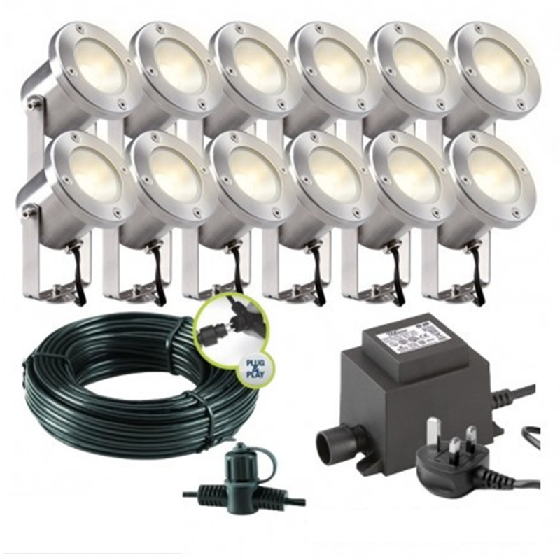 Techmar Garden Lighting UK Outdoor Lights Low Voltage Catalpa Garden Spotlights Bundle - 12 Light Kit. 3