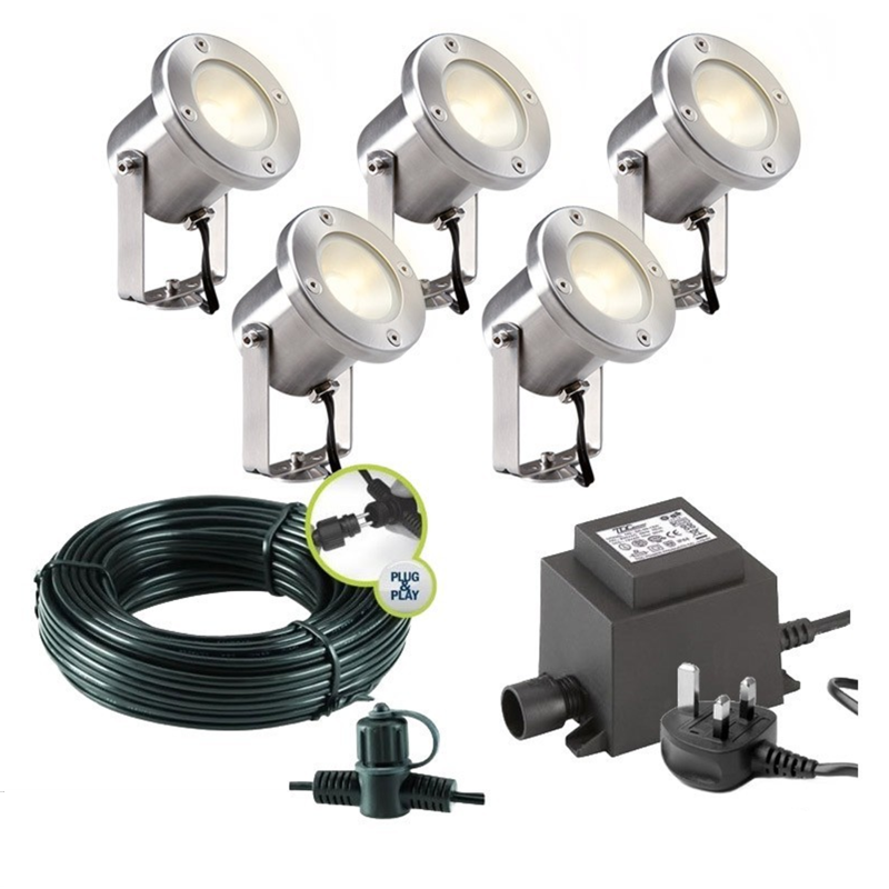 Techmar Garden Lighting UK Outdoor Lights Low Voltage Catalpa Garden Spotlights Bundle - 5 Light Kit. 3