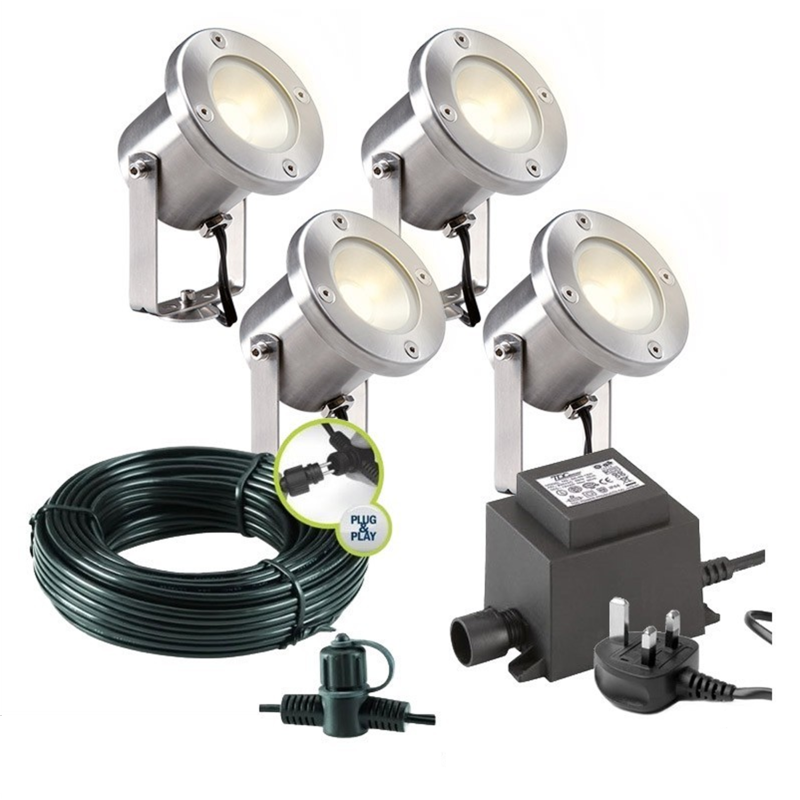 Techmar Garden Lighting UK Outdoor Lights Low Voltage Catalpa Garden Spotlights Bundle - 4 Light Kit. 3