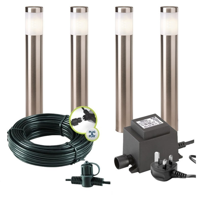 Techmar Garden Lighting UK Outdoor Lights Low Voltage Albus 12V Plug & Play Garden Lights Bundle - 4 Light Kit. 3