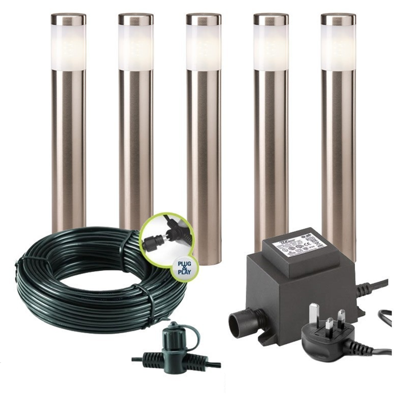 Techmar Garden Lighting UK Outdoor Lights Low Voltage Albus 12V Plug & Play Garden Lights Bundle - 5 Light Kit. 3
