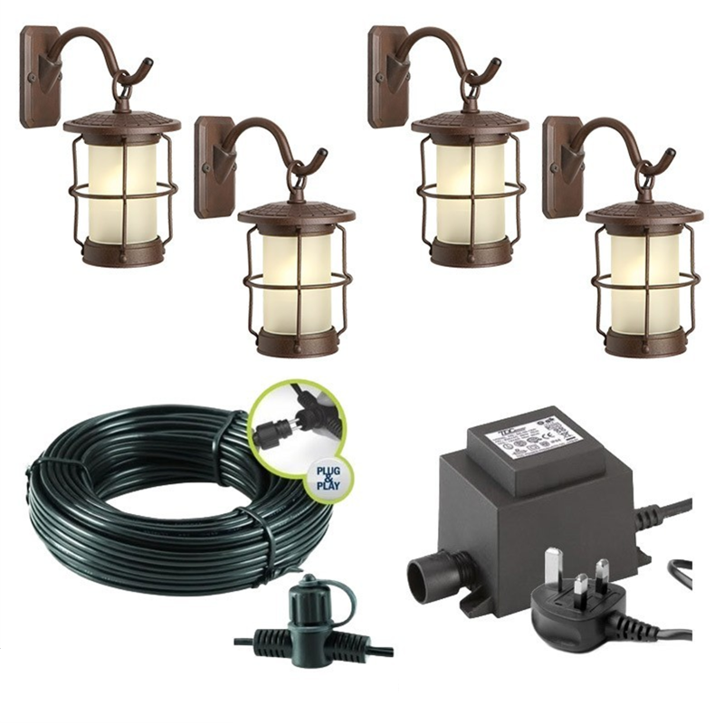 Techmar Garden Lighting UK Outdoor Lights Low Voltage Callisto Garden Wall Light Bundle - 4 Light Kit. 4