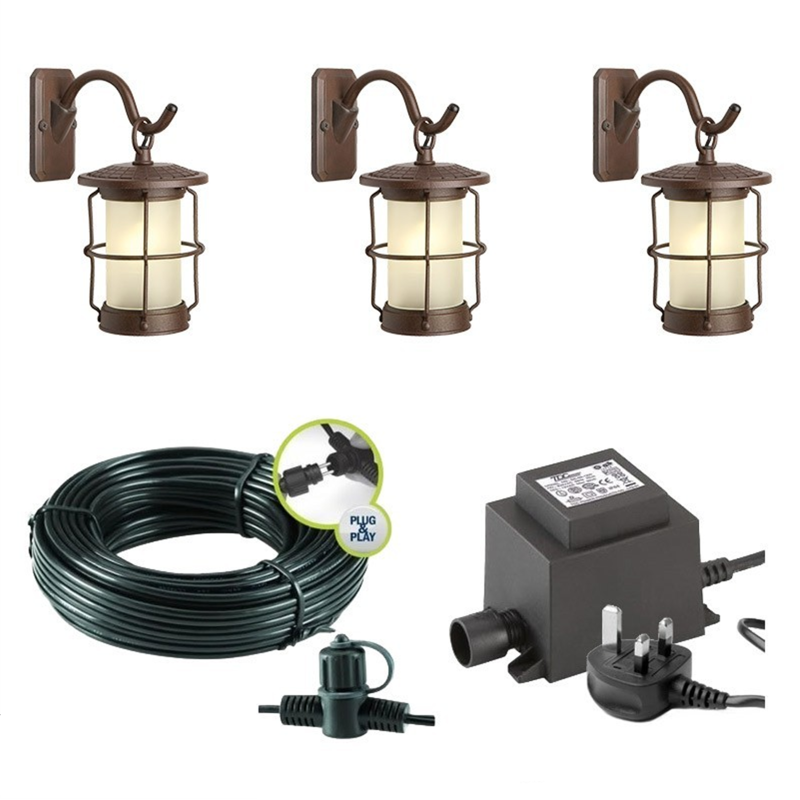 Techmar Garden Lighting UK Outdoor Lights Low Voltage Callisto Garden Wall Light Bundle - 3 Light Kit. 4