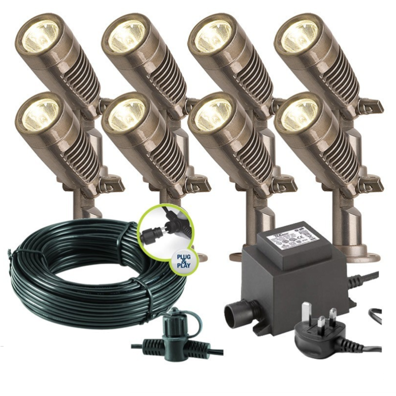 Techmar Minus Plug & Play LED Garden Spotlight Bundle - 8 Light Kit