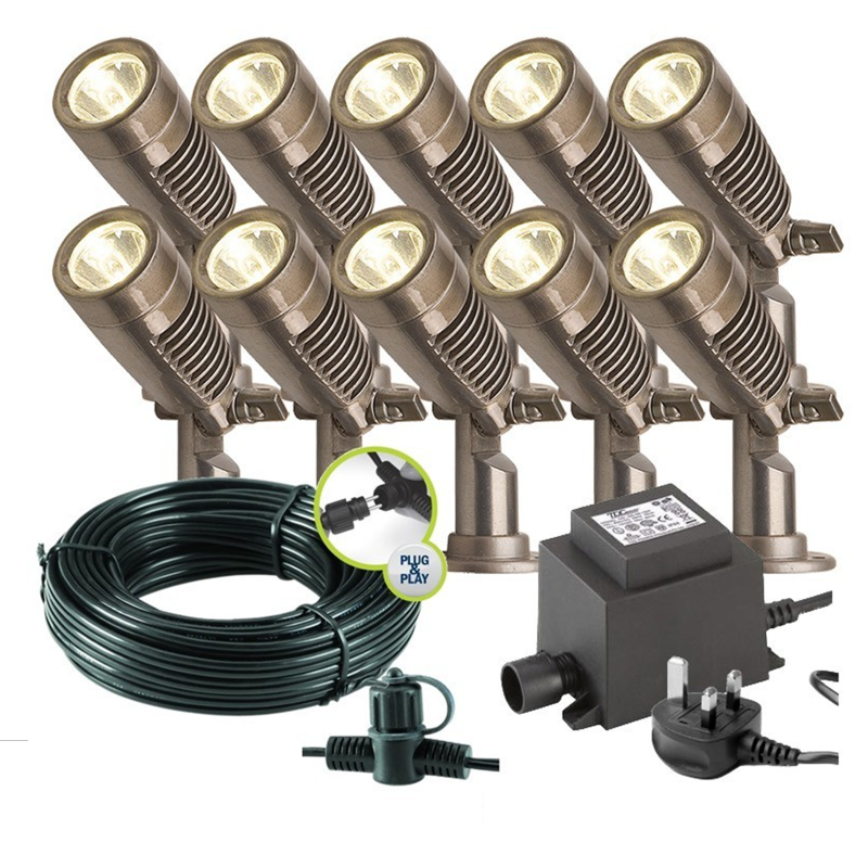 Techmar Minus Plug & Play LED Garden Spotlight Bundle - 10 Light Kit