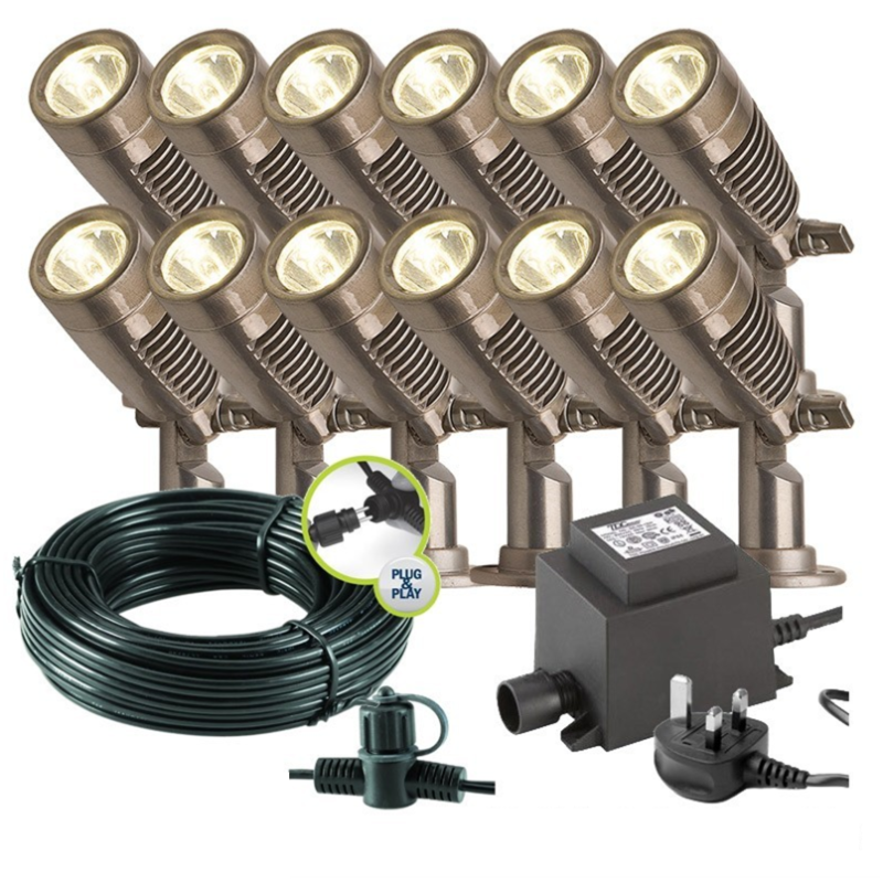Techmar Minus Plug & Play LED Garden Spotlight Bundle - 12 Light Kit