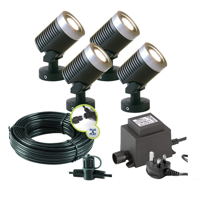 Techmar Arcus 12V Plug & Play Garden Spotlight Bundle - 4 Light Kit