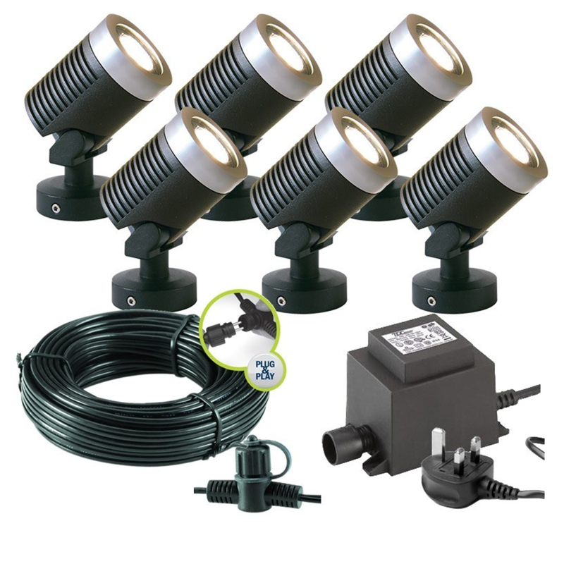 Techmar Arcus 12V Plug & Play Garden Spotlight Bundle - 6 Light Kit