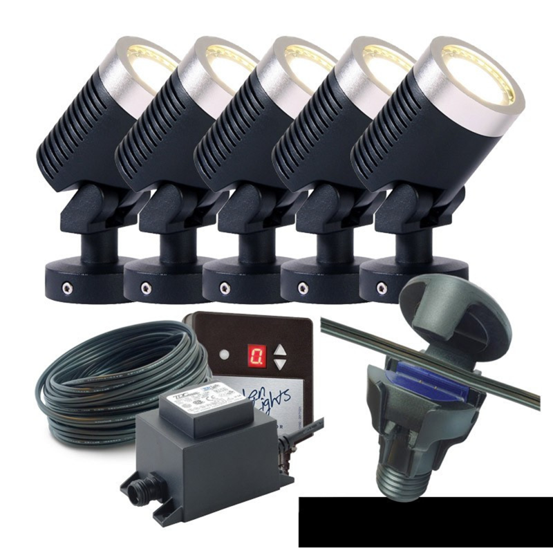 Techmar Garden Lighting UK Outdoor Lights Low Voltage DIY 5 light 5w Arcus Bundle + timer 3