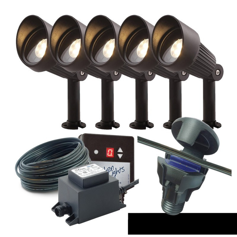 Techmar Garden Lighting UK Outdoor Lights Low Voltage DIY 5 light 5w Focus Bundle + timer 3