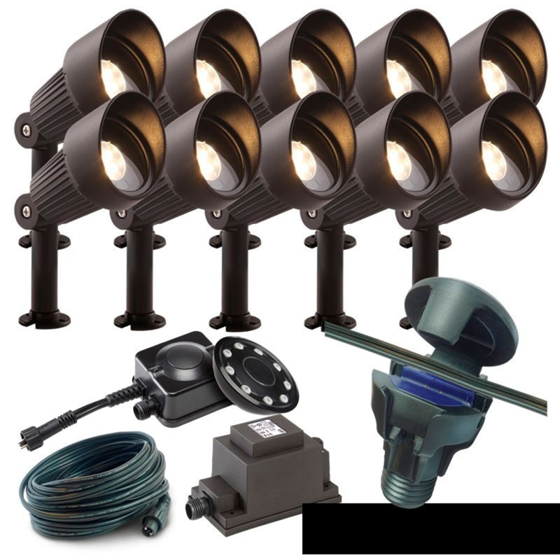 Techmar Garden Lighting UK Outdoor Lights Low Voltage DIY 10 light 4w Focus Bundle + remote 3