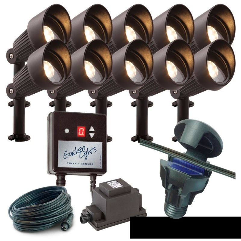 Techmar Garden Lighting UK Outdoor Lights Low Voltage DIY 10 light 5w Focus Bundle + timer 3