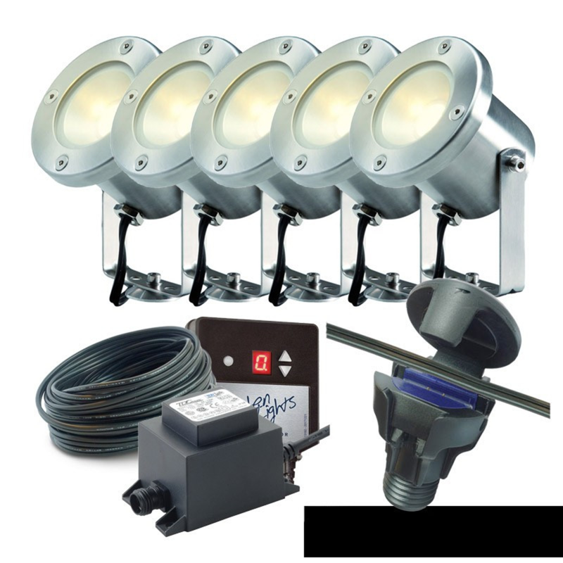 Techmar Garden Lighting UK Outdoor Lights Low Voltage DIY 5 light 3w Catalpa Bundle + timer 3
