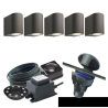 Techmar Gilvus 5 Light Deluxe Bundle + Remote Garden Wall Lighting