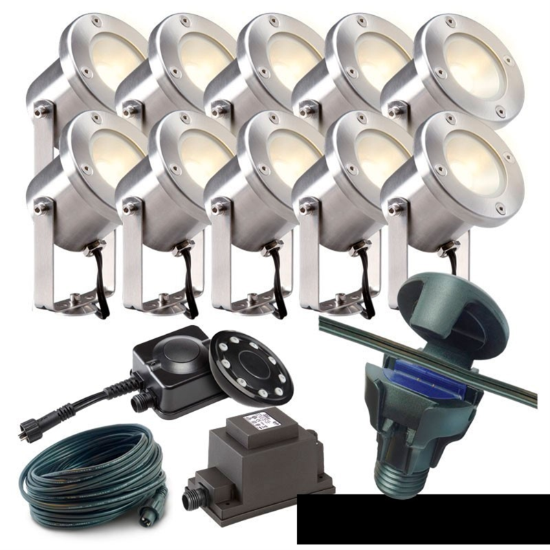 Techmar Garden Lighting UK Outdoor Lights Low Voltage DIY 10 light 3w Catalpa Bundle + remote 3