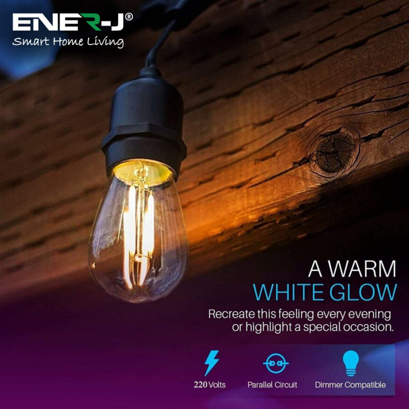 Garden Lighting UK Outdoor Lights Ener-J LED Filament Festoon Lighting Kit 15MTR- 240 Volt. 3