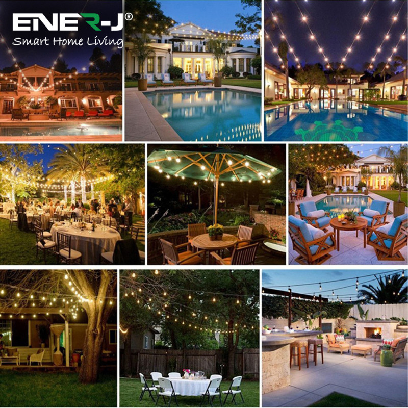 Garden Lighting UK Outdoor Lights Ener-J LED Filament Festoon Lighting Kit 15MTR- 240 Volt. 10