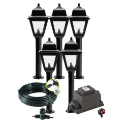 UK LOW VOLTAGE TECHMAR GARDEN LIGHTING GUERNSEY 5 LIGHT KIT