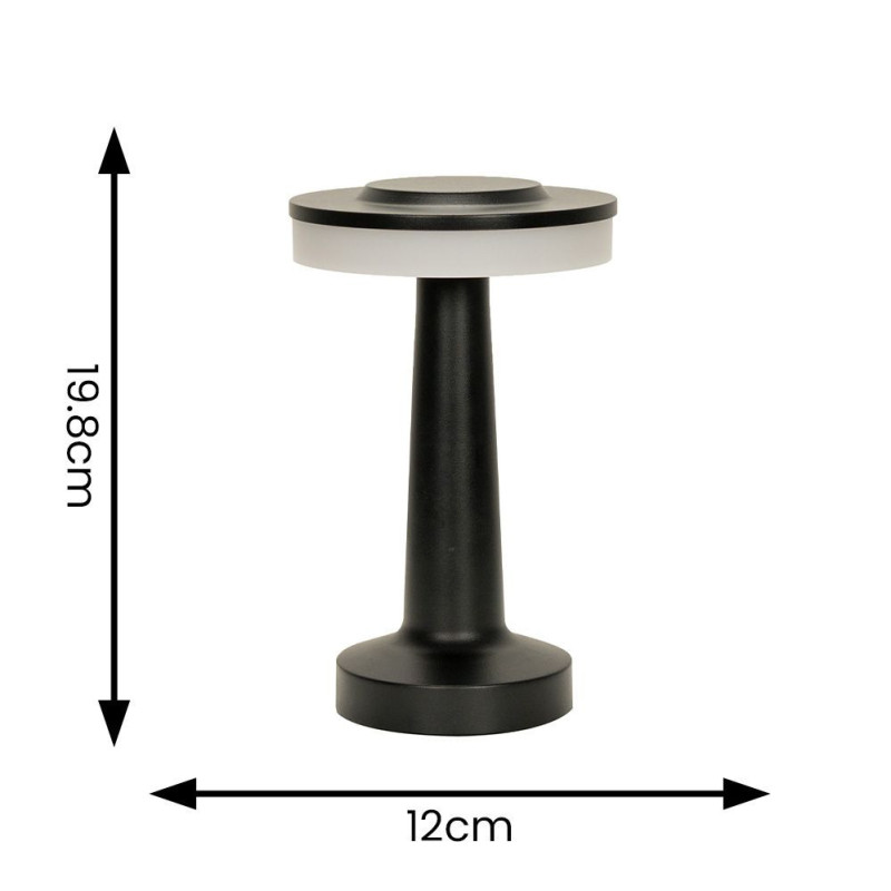Talence Black Rechargeable Table Lamp 3