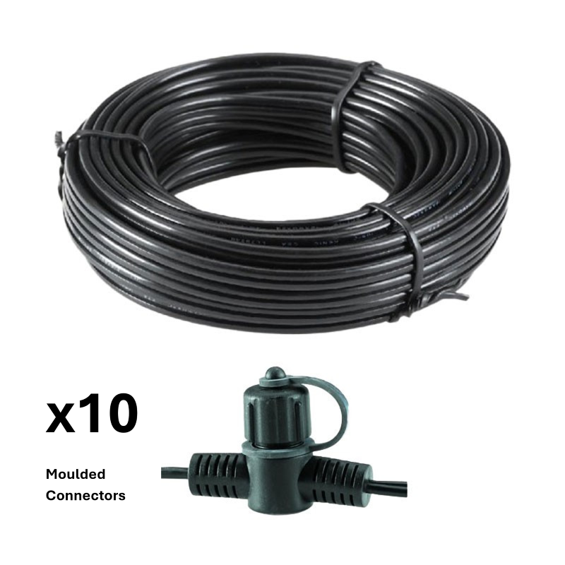Techmar Garden Lighting UK Outdoor Lights Low Voltage 25m Main Cable SPT-1 With 10 Connectors 1